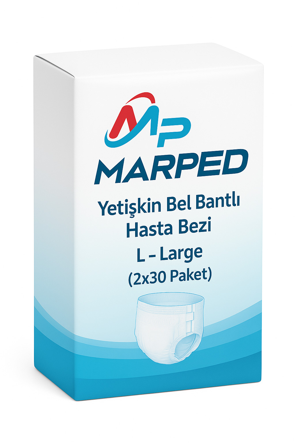 MARPED Yetişkin Bel Bantlı Hasta Bezi L – Large – 60 Adet (2x30 Paket)